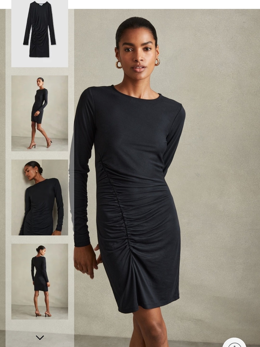 Reiss Allie Charcoal Ruched Jersey Mini Dress